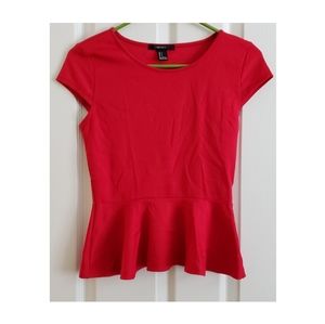 F21 Red Peplum Top